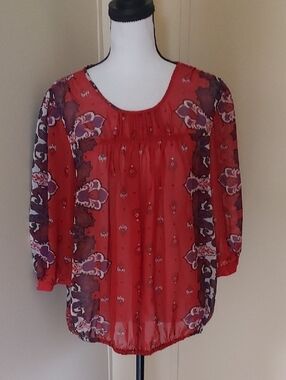 Mossimo Red and Purple Paisley Blouse